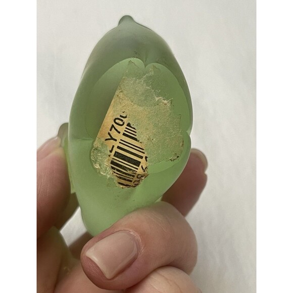 Satin Frosted Art Glass Abstract Elephant Paperweight Trunk Up Green 3" tall - Picture 7 of 12